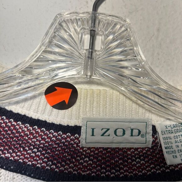 IZOD MENS Sweater XL WHITE BLUE Argyle PREPPY HIPHOP cricket Academia Vtg 80s - Picture 7 of 11